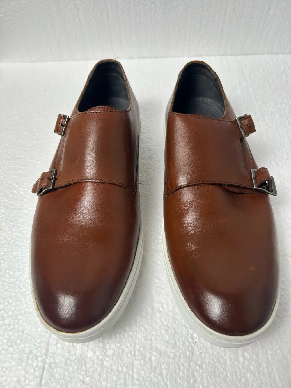 Men's Brown Double Monk Strap Leather Shoe 8.5 made in Brazil 🇧🇷